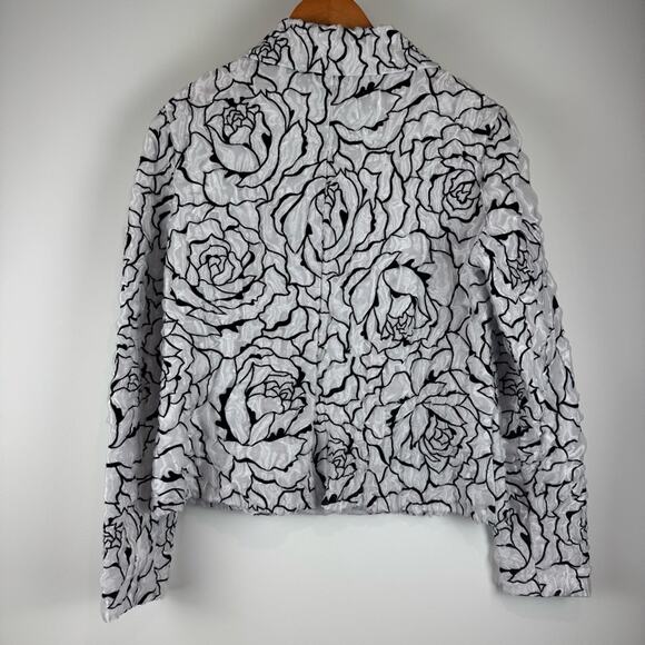 ALGO Women's Black and White Floral Jacket ~ L - Picture 7 of 14